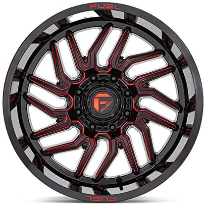 20x10 Fuel D808 Hurricane Gloss Black Milled Red Wheel 6x135 (-18mm) - color: GLOSS BLACK MILLED RED TINT, size: 20X10, 6X135, 4.79, -18mm