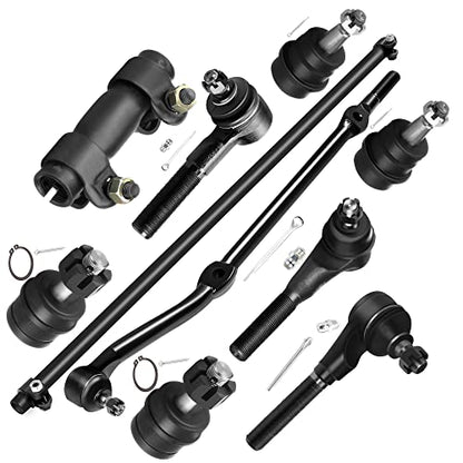 SCITOO 10pcs Front Suspension Kit Lower Upper Ball Joint Inner Outer Tie Rod Ends Adjusting Sleeve Fit 1991-2001 For Jeep For Cherokee 1991-1992 Comanche