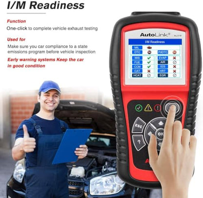 Autel AutoLink AL519 OBD2 Scanner, OBDII & CAN Car Diagnostic Scan Tool - color: Red