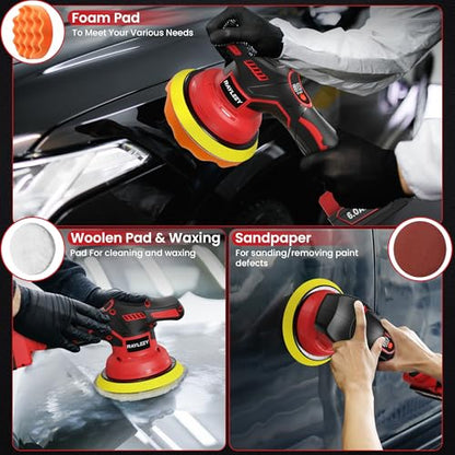 Cordless Buffer Polisher Kit For MILWAUKEE 18V LI-ION Battery.6-Inch Orbital Buffer Polisher with 8 Variable Speed with 25pcs Polishing Accessories, for Car Polishing/Waxing (Tool Only)