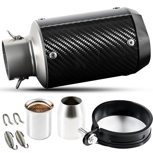Motorcycle Exhaust, 2 inch Inlet Motorcycle Muffler, Slip On Muffler Exhaust with Mid Pipe, Fits Honda Kawasaki Z900 GSXR750 CBR650 more