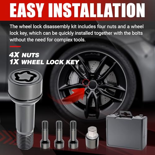 0019901707 Wheel Lock Bolt Nut Set Fit for Mercedes-Benz (M14 X 1.5 X 45)