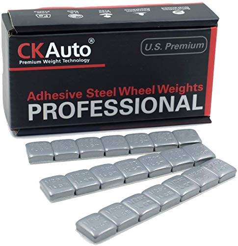 CKAuto 1/2oz, 0.5oz, Steel Adhesive Stick-On Wheel Weights, Gray, 63 oz Box - color: Grey, size: 126PCS