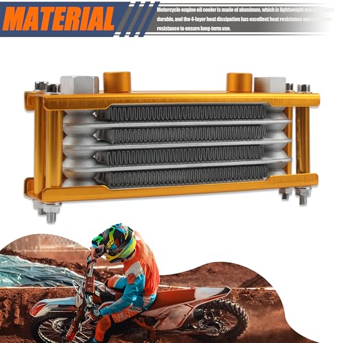 Motorcycle Oil Cooler,Engine Cooling Radiator Compatible with 50cc 70cc 90cc 110cc 125cc 140cc ATV Go Kart Off Road-Gold - color: Gold