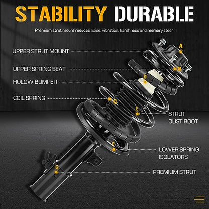 Front Complete Strut Assembly Shock Absorber Fit for Toyota Camry 2.2L 1997 1998 1999 2000 2001, for Solara 2.2L 1999-2001, Solara 2.4L 2002-2003, Replace 171678 171679 with Coil Spring, 2PCS - size: Front Left and Right Struts (171678, 171679) - 2pc