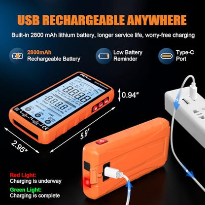 FKM Rechargeable Digital Multimeter Tester Auto-Ranging TRMS 6000 Counts - color: Orange-188B