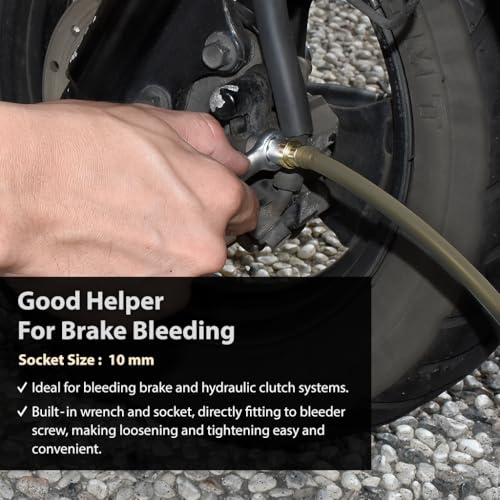 FIRSTINFO F3510 Mini 10mm Brake Fluid Clutch Bleeder Hose with 12 Point Wrench and Check Valve for Brake Bleeding & Hydraulic Clutch Systems - size: 10mm