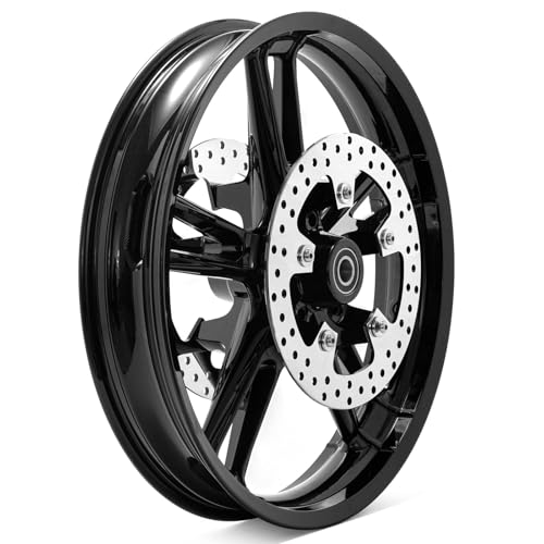 TOFR 21 inch Enforcer Front Wheel For Harley 2008-2023 Touring Bagger - color: With Polished Rotors, size: Gloss Black Wheel