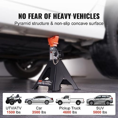 VEVOR Jack Stands, 3 Ton (6,000 lbs) Capacity Car Jack Stands Double Locking, 10.8-16.3 inch Adjustable Height, for Lifting SUV, Pickup Truck, Car and UTV/ATV, Red, 1 Pair - style: 3T 2-Locking