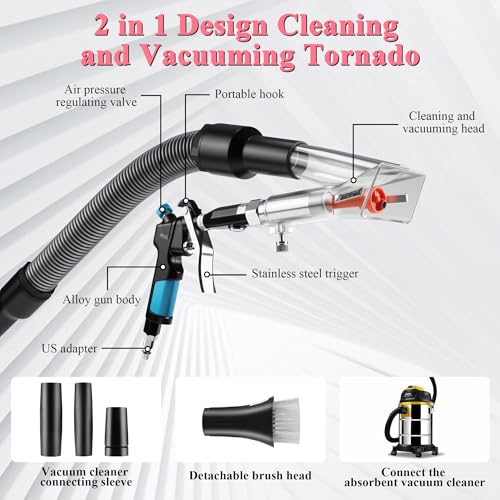 2in1 Car Cleaning Gun Detailing Dry Air Blow Gun & Vacunm Gun for Car - color: Black
