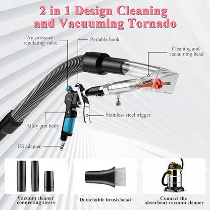 2in1 Car Cleaning Gun Detailing Dry Air Blow Gun & Vacunm Gun for Car - color: Black