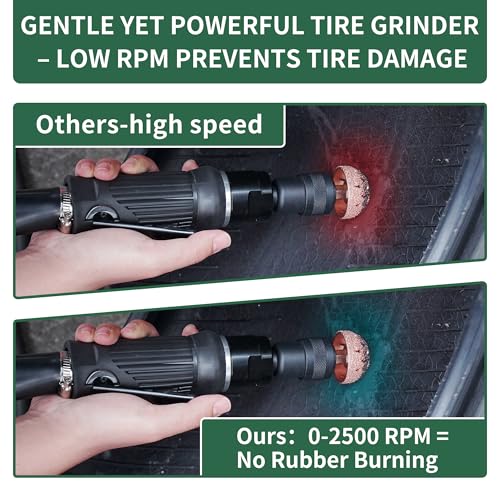 Low Speed Air Tire Buffer, Tire Buffer Full Kit Repair Polish Patch Tools with Tungsten Steel 42 mm 55mm Grinder Heads, Inner Liner Wheel Tire Polish Tire Buffing Scrapper Roller - size: Original