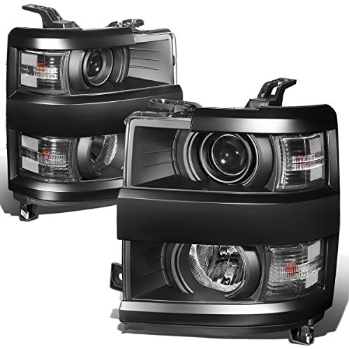 DNA MOTORING Black Housing Projector Headlights Compatible with 15-19 Silverado 2500 HD 3500 HD, HL-OH-CSIL15-BK-CL1 - color: Black Clear