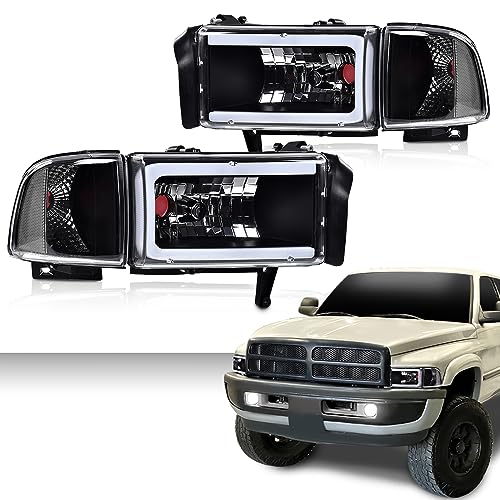 G-PLUS LED Headlights Fit Dodge Ram 1500 1994-2001/Ram 2500 3500 1994-2002 - size: Fit Dodge Ram 1994-2001(Clear/Black)