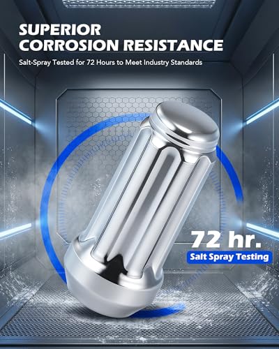 OMT M14x1.5 Lug Nuts with Cone Seat, 32pcs Lug Nuts Set with 1 Socket Key - color: Silver, size: M14x1.5, style: 32Pcs Spline Tuner