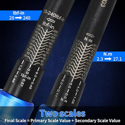 1/4-Inch Drive Click Torque Wrench Set 33Pcs 20-240IN.LB/2.3-27.1Nm - size: 1/4'' DR., style: 20-240IN.LB 33pcs(Blue)
