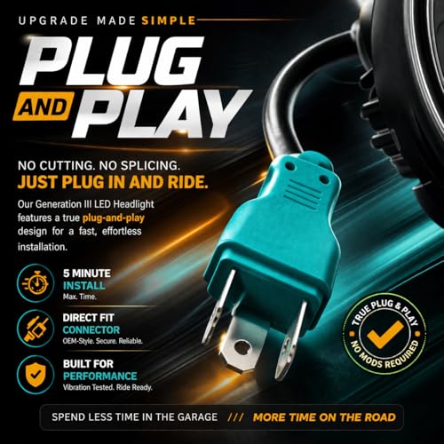 Eagle Lights 8900BG3H-SCOUT Indian Scout Motorcycle LED Headlight with White Halo Ring, Fits 2015+ Scout 60, Scout and Bobber, Black - color: Black with Halo Ring