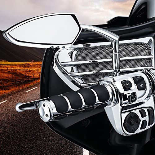 DREAMIZER Universal Motorcycle Hand Grips with Black Non-Slip Rubber for Harley Honda Yamaha Suzuki Kawasaki - color: Chrome-2