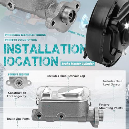 5358746 Brake Master Cylinder with Reservoir and Cap Compatible with Jeep Vehicles - CJ5 1978-1983, CJ7 1978-1986, Scrambler 1981-1985, Replaces M39366, 5359745, 8133921, 8983500995 - size: M39366