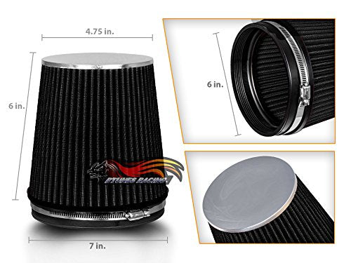 Rtunes Racing 6-Inch 152mm Short Truck Dry Cone Air Filter, Black, 6-Inch - size: Truck Short 6"