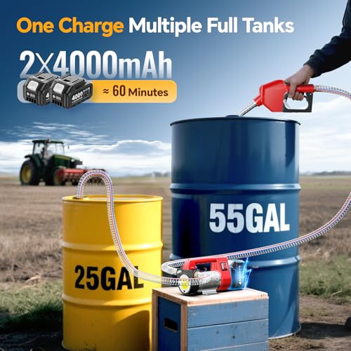 TaskStar Fuel Transfer Pump Battery Powered, 12GPM Diesel Kerosene Transfer - color: 18V 12GPM Cordless, Dual Batteries