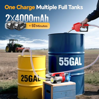 TaskStar Fuel Transfer Pump Battery Powered, 12GPM Diesel Kerosene Transfer - color: 18V 12GPM Cordless, Dual Batteries