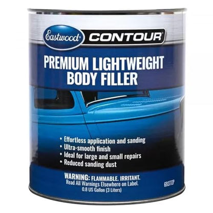 Eastwood Contour Premium Lightweight Automotive Body Filler | Light Weight Quik Dry Formula Body Fillers For Cars | Easy Spread and Effortless Clog-Free Sanding For Car Scratches, Holes & Dents | 3L - size: 101.44 Fl Oz (Pack of 1)