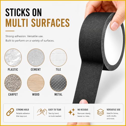 Gaffer Tape 2 Inch x 1 Pack Black Gaffing Tapes, Heavy Duty No Residue - color: Black, size: 1.88 inch