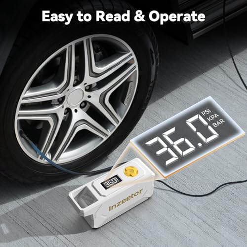 150 PSI Tire Inflator Portable Air Compressor with Digital Pressure, White - color: White