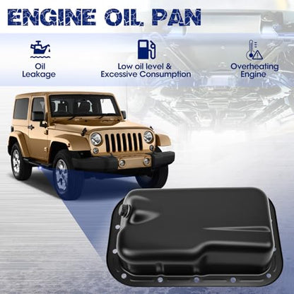 Transmission Oil Pan with Drain Plug, Fit for Chrysler 300 2012-2016, Fit for Jeep Wrangler JK 2012-2018, 3.6L, OE 264-357, 5184546AC, 5184546AA, 5184546AB - size: 264-357