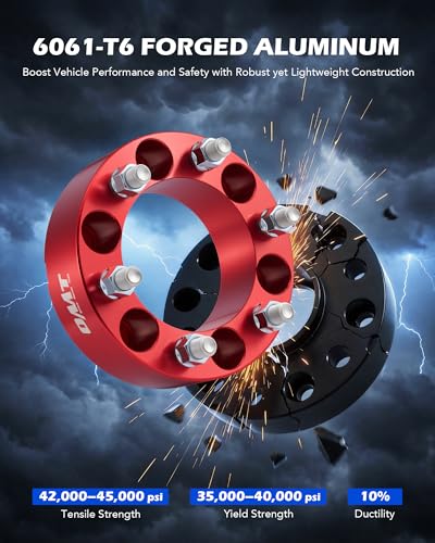 OMT 6x5.5 Wheel Spacers with 108mm Center Hub Bore, Set of 4 - color: Red, size: 6x5.5"