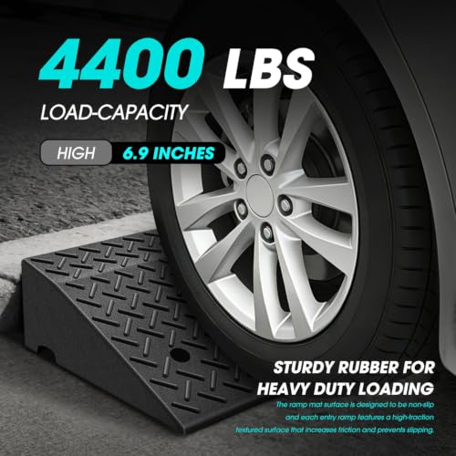 DNA Motoring 6.9" Rise Rubber Curb Ramp Heavy Duty Loading Driveway Ramp Threshold Ramp 39" W x 19.5" D x 6.9" H for Loading Dock, Warehouse, Motorcycles, Cars, TOOLS-00653 - style: 6.9 in