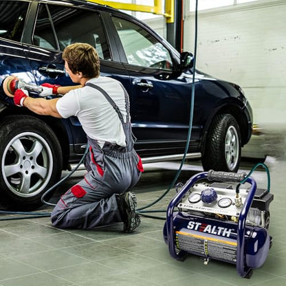 Stealth Air Compressor 2 Gallon, 3/4 HP Oil-Free Compressor, Less than 60dB Ultra Quiet Electric Air Compressor,Max 125 PSI Pressure for Tire Inflation,Nailing,Home DIY Project(SAQ-1234) - style: SAQ-1234