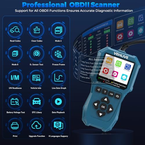 V880 OBD2 Scanner Diagnostic Tool for Car Code Reader/Reset Emissions Test - color: blue