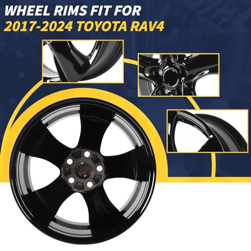 New Single 17" 17x7 17 Inch Aluminum Alloy Wheel Rims Fit for 2019 2020 2021 2022 2023 2024 Toyota RAV4, OEM Design Replacement Rim, Gloss Black, 75240
