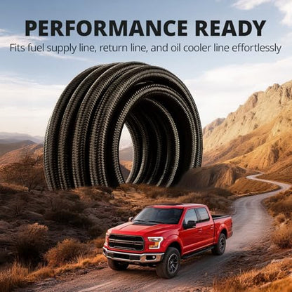 EVIL ENERGY 8AN Fuel Line Kit 20FT CPE Nylon Braided Hose with 12 Fittings - color: Black, size: 8AN 20FT