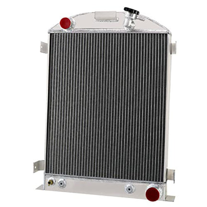 Radiator Compatible with 1930 1931 Ford Model A High Boy Chevy V8, 4 Row Full Aluminium Radiator + 16 Inch Fan + Shroud + Thermostat Relay Kit - size: 4Row Radiator Shroud Fan Relay Kit