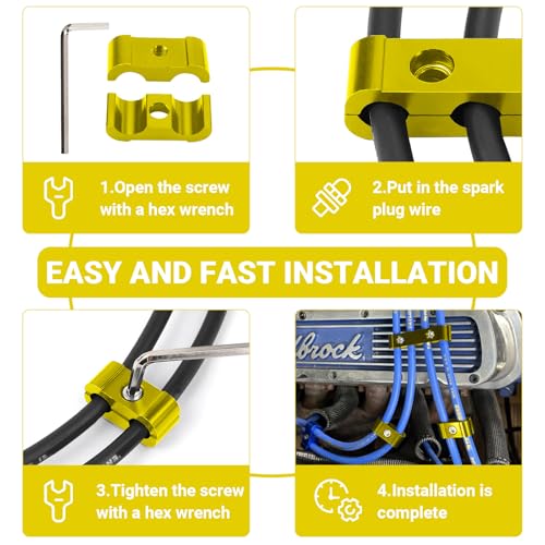 12-Piece Spark Plug Wire Separator and Holder Set(gold) - color: gold