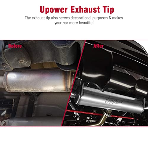 Upower 2.5 Inch Inlet Exhaust Muffler 2 1/2" Resonator Muffler 3.5" Round 18" Body Length 22" Overall Length Stainless Moderate Sound Universal Exhaust Resonator