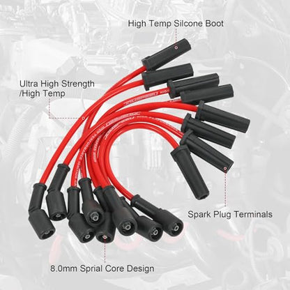 8.00mm Spark Plug Wire Set 9748HH Replacement for GMC Savana Sierra 1500