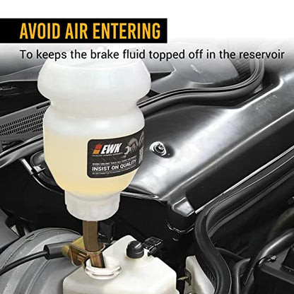 EWK 1L Master Cylinder Brake Fluid Refilling Bottle, Brake Bleeder Dispensing Tool Kit for Automotive Brake Flush & Bleeding, Universal Fit, Easy Operation for Cars, Motorcycles, ABS Systems