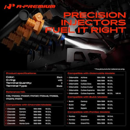 A-Premium Fuel Injectors Compatible with Chevrolet, Pontiac, Buick