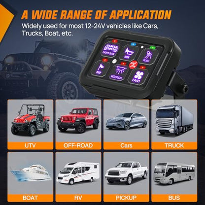 Nilight 6 Gang Switch Panel Relay System w/APP Control Automatic Dimmable - color: RGB, size: 6 Gang Switch 2-side Output
