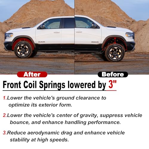 Heavy Duty Front Coil Springs for Chevy Silverado/GMC Sierra C1500 1988-1998, Upgrate 3" Drop/Lowering Coil Springs Kit 2Pcs-Red - color: Red, size: 88-98 C1500