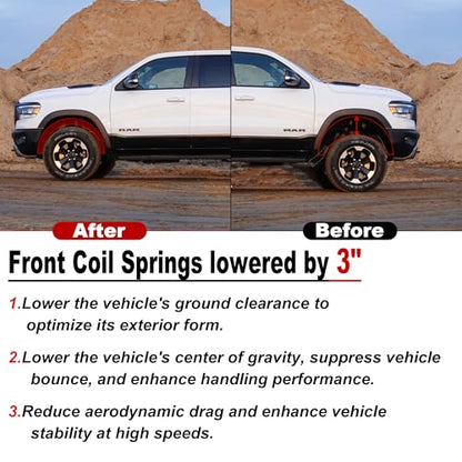 Heavy Duty Front Coil Springs for Chevy Silverado/GMC Sierra C1500 1988-1998, Upgrate 3" Drop/Lowering Coil Springs Kit 2Pcs-Red - color: Red, size: 88-98 C1500
