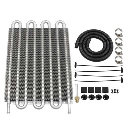 Universal Transmission Oil Cooler Kit Fin Oil Cooler Kit (Silver, 8 Pass) - color: Silver, size: 8 Pass