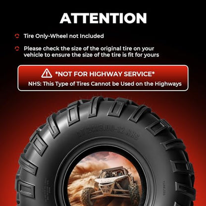 ATV UTV Tires 24x8-12,6-Ply Tubeless Tires,Directional,Set of 2 - size: 24x8-12