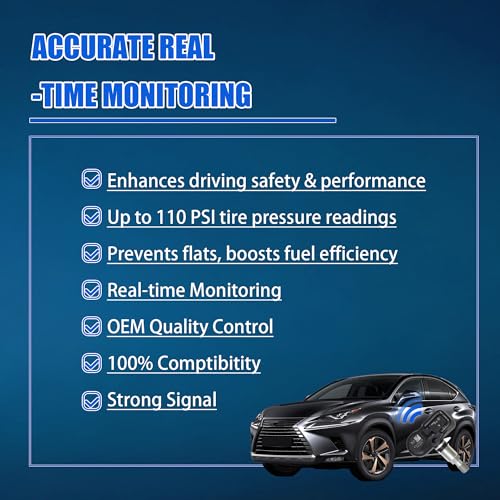 Set of 4 TPMS Sensor 42607-33021 Tire Pressure Monitor Sensor 315MHz Compatible for Toyota Lexus Scion Pontiac Camry Corolla Rav4 Highlander Prius Sienna 4Runner Tacoma Replace#42607-33011 PMV-107J