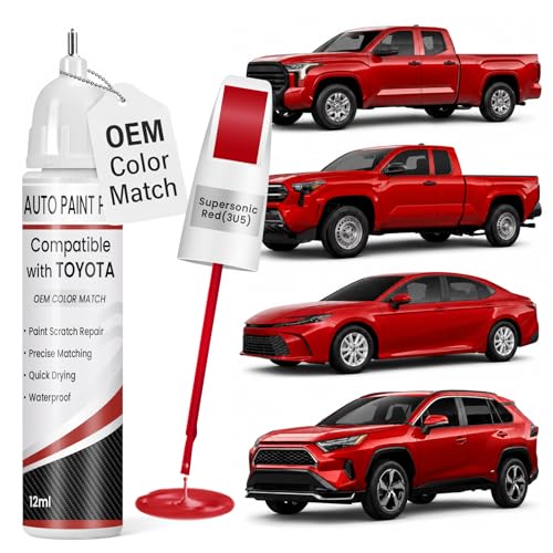 Touch Up Paint for Toyota Supersonic Red(3U5), 0.4 fl oz OEM Color Match Automotive Paint Pen for RAV4/Camry/Camry/Tacoma/Tundra/Toyota Crown/Prius/Sequoia/bZ4X - color: Supersonic Red
