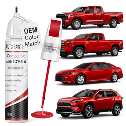 Touch Up Paint for Toyota Supersonic Red(3U5), 0.4 fl oz OEM Color Match Automotive Paint Pen for RAV4/Camry/Camry/Tacoma/Tundra/Toyota Crown/Prius/Sequoia/bZ4X - color: Supersonic Red